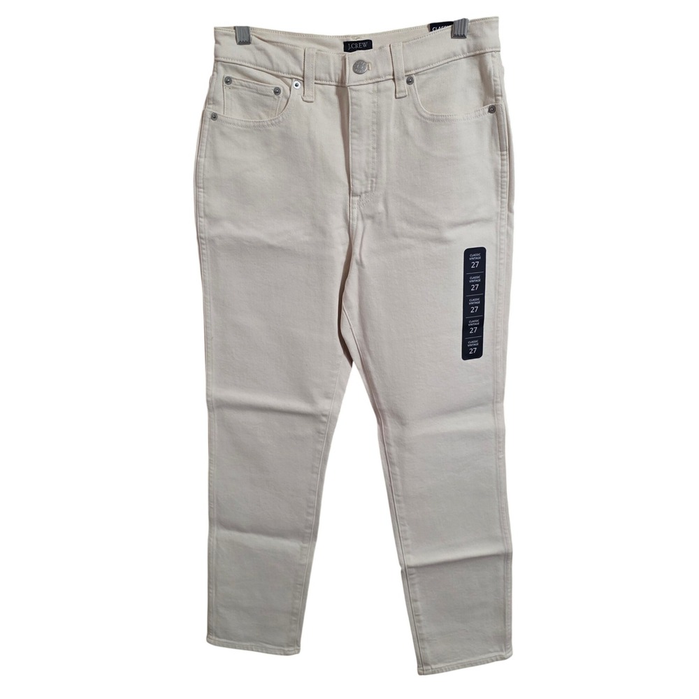 J.Crew Classic Vintage All-Day Stretch Jeans 27 Ecru Off-White BX526 High Rise